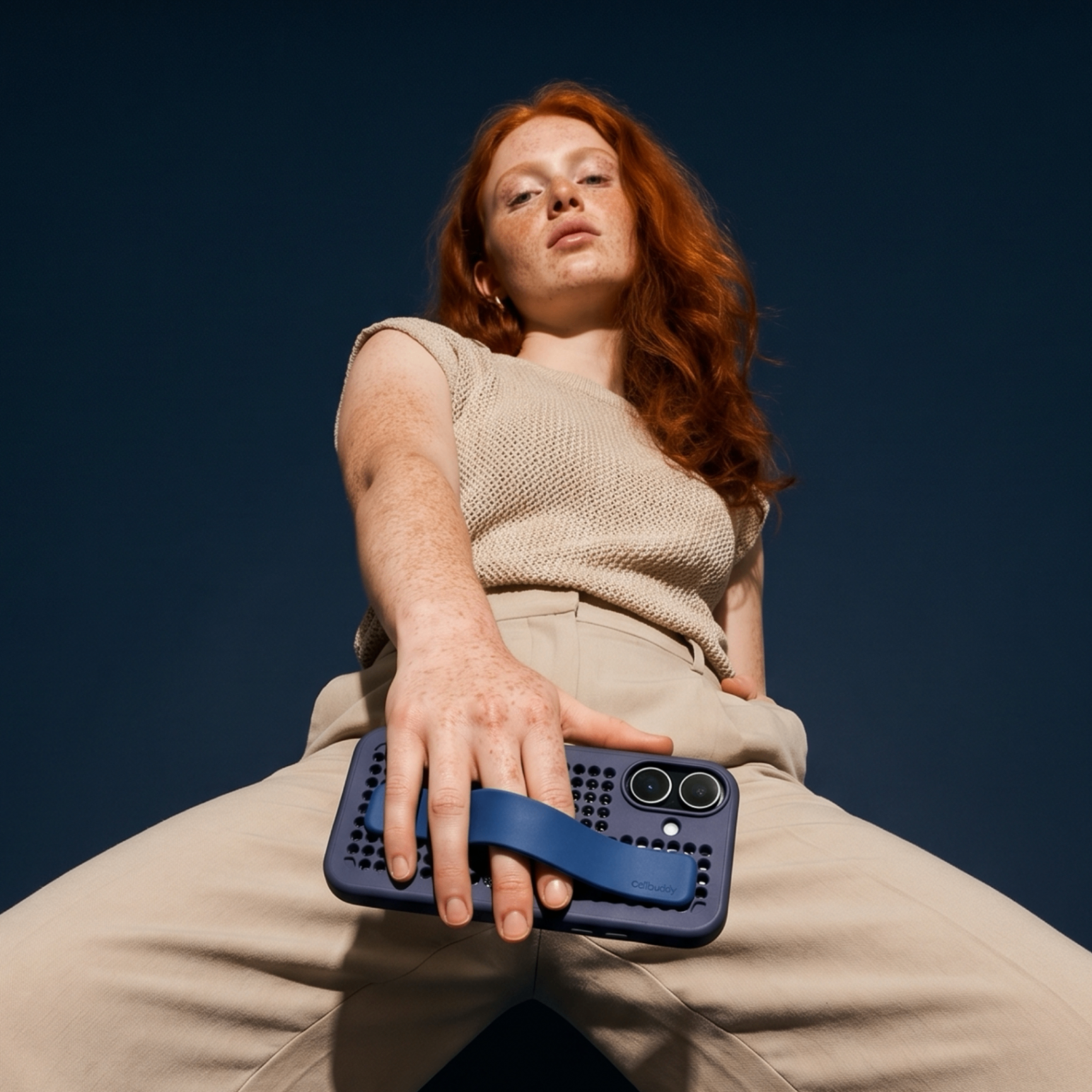 Callbuddy case with strap in Deep Marine